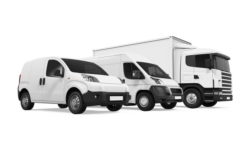 fleet of vans and trucks
